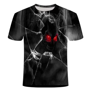 2020 Siaubo Kaukolė vyriški marškinėliai vyriški Siaubo Kaukolė 3D Vasaros Mados Viršų Įgulos Kaklo Marškinėliai Berniukui Drabužių 3D Spausdinimo Modelis