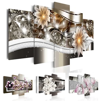 2020 Sienos Meno Tapybos Drobės 5 Vnt Mangnolia Gėlė, Orchidėja, Gėlių Modernių Namų Puošmena(Be Rėmelio)