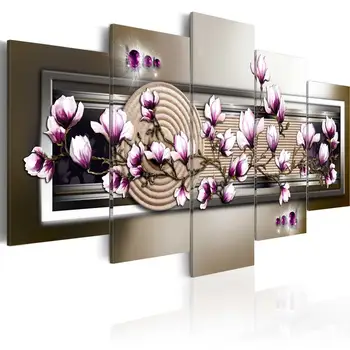 2020 Sienos Meno Tapybos Drobės 5 Vnt Mangnolia Gėlė, Orchidėja, Gėlių Modernių Namų Puošmena(Be Rėmelio)