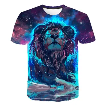 2020 spausdinti street wear liūtas karalius vaikų marškinėliai vasaros berniukų ir mergaičių šlovės liūtas gyvūnų atsitiktinis trumparankoviai marškinėliai, topai