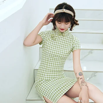 2020 Tradicinės Kinų Suknelė Fofr Moteris Derliaus Pledas Elegantiškas Cheongsam Slim Moderni Pokylių Šalies Vestidos Kinų Stiliaus Qipao