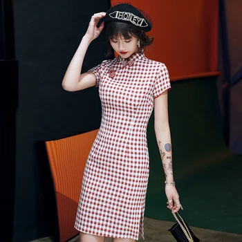 2020 Tradicinės Kinų Suknelė Fofr Moteris Derliaus Pledas Elegantiškas Cheongsam Slim Moderni Pokylių Šalies Vestidos Kinų Stiliaus Qipao