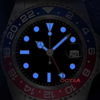 2020 Tūptinės lock naujas prabangus mens watch automatinis mechaninis laikrodis sapphire crystal blue naktį, šviesos, atsparus vandeniui laikrodis