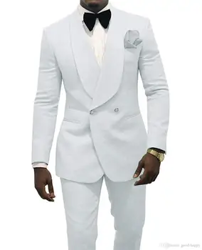 2020 Užsakymą Groomsmen Black Modelio Jaunikis Tuxedos Skara Atvartas Dvigubo Breasted Vyrų Kostiumai 2 Vnt Vestuves Geriausią Vyro