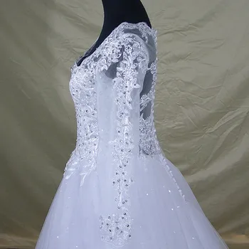 2020 Vestido De Noiva Long Sleeve Lace V Kaklo Vestuvių Suknelė Modernaus Arabų Elegantiškas Vestuvių Suknelė Su Realiais Nuotraukas