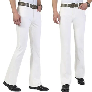 2020 vyrų rudenį, pavasarį, vasarą, verslo atsitiktinis džinsus elastinga juosmens balta bell bottom kelnės bell kelnės