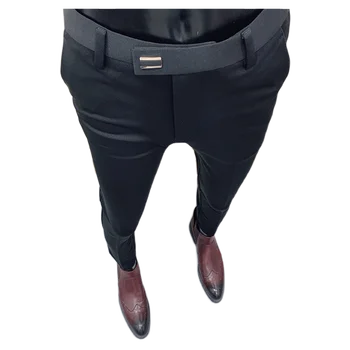 2020 Vyrų Verslo Suknelė vientisos Spalvos Kelnės Slim Fit Oficialaus Biuro Ziajać Kostiumas Streetwear Atsitiktinis Kelnės Pantalon Homme Classique