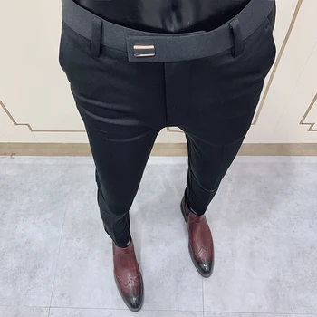 2020 Vyrų Verslo Suknelė vientisos Spalvos Kelnės Slim Fit Oficialaus Biuro Ziajać Kostiumas Streetwear Atsitiktinis Kelnės Pantalon Homme Classique