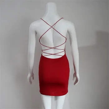 2021 Europos ir Amerikos ponios sexy backless vientisos spalvos maišelis hip-diržas suknelė 1535