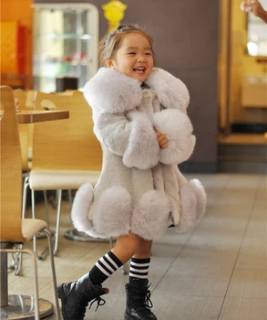 2021 Kūdikių Mergaitėms ilgomis Rankovėmis Žiemos Vestuvių Dirbtiniais Kailiais Prekės Kailiniai Paltai Mergaitėms Oficialų Soft Šalies Kailio Vaikams Vestuvių Outwear