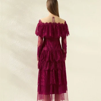 2021 M. Pavasarį Naujas Moterų Mados Kilimo Ir Tūpimo Tako Nėrinių Suknelė Elegantiškas Pynimas Kratinys Princess Gimtadienio Skraiste Femme Ilgai Vakare Vestido
