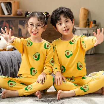 2021 m. Pavasarį Sleepwear Vaikams ilgomis Rankovėmis Pijamas Infantil Medvilnės Rudenį Vaikai Pižama Nustatyti Berniukų ir Mergaičių Drabužių 6 10 12Y