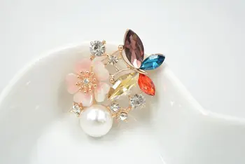 2021 Mados Perlų Crystal Butterfly Kristalų Segė Iš Swarovskis Žiedlapis sagės sagės moterų laukinių suknelė pin
