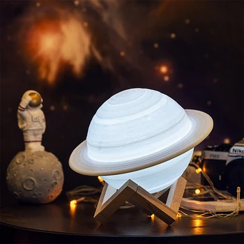 2021 NAUJAS Dropship Įkrovimo 3D Spausdinimo Saturnas Lempos Naktį Šviesa 2Colors 3colors 16Colors Nuotolinio Dovanos