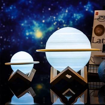 2021 NAUJAS Dropship Įkrovimo 3D Spausdinimo Saturnas Lempos Naktį Šviesa 2Colors 3colors 16Colors Nuotolinio Dovanos