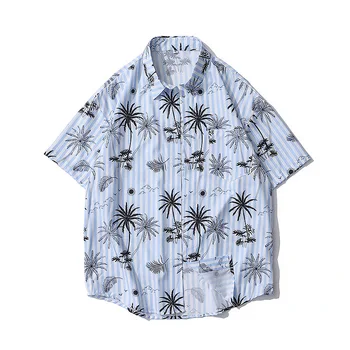 2021 Naujas Vyrų Vasaros Paplūdimio Marškinėliai Kokoso Medžio Spausdinimo Havajai Atostogų, Laisvalaikio Stiliaus Mens Marškinėliai Trumpomis Rankovėmis Gėlių Mygtukus Į Viršų