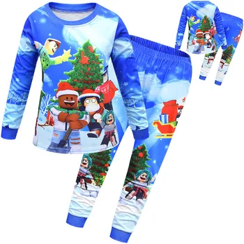 2021 Naujų Vaikai Robloxing Sleepwear Pižamos Vaikams Kalėdų Pijamas Namų Drabužiai Berniukams ilgomis rankovėmis Viršūnes Žiemos drabužiai