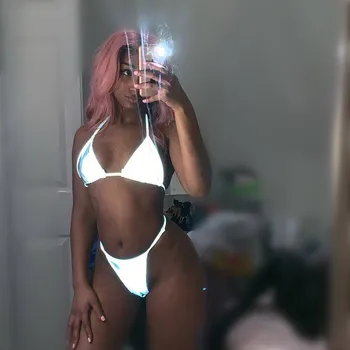 2021 Seksualus Atspindintis Bikini Nustatyti Moterų Brazilijos Dviejų dalių maudymosi kostiumėlį, maudymosi Kostiumėliai, Biquini Micro Viršuje Liemenėlė ir Thong Maudymosi Kostiumą Rinkiniai