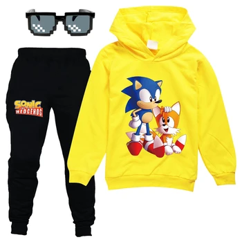 2021 Sonic the hedgehog Hoodie Kailio vaikams Palaidinės 3D Hoodies Puloveriai Viršutiniai drabužiai Hoodie berniukų, mergaičių sportiniai Kostiumai Streetwear