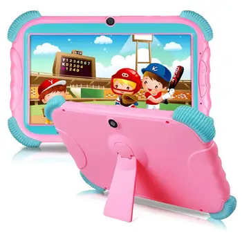 2021 Tablet pc 7 colių Vaikų Mokymąsi, Švietimo wifi Tablet 1024*600 HD 16GB su Silikono Vaikai-Įrodymas Byloje stovi Rausvos Tabletės