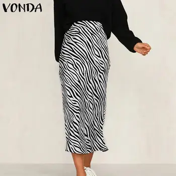 2021 VONDA Zebras Spausdinti Moterų Sijonai Atsitiktinis Trumpas Šalis Clubwear Femme Drabužių Elegantiškas Tiesiai Minkštas Sijonai Femme Šalies Sijonas