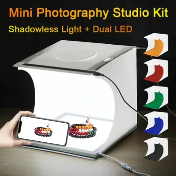 20CM Mini Kabrioleto Studija Švieslentę Soft Box LED Skydai Shadowless Šviesos Fotografavimo Palapinę Lauke w 6pcs Backdrops Fotografijos Fone