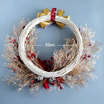 20Inch Didelės Dirbtinės Kalėdų dekoro vainikas Kalėdų Durų Apdailos Vainikas Atostogų Langų Apdailos 2021 Naujųjų Metų Ornamentu