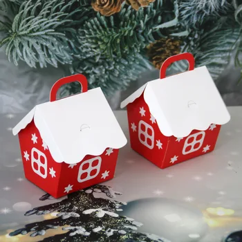 20pcs/pak Raudona Sniego Namus Saldainių Dėžutė Popieriaus Linksmų Kalėdų Dovanų Pakavimo Dėžutės Svečių Baby Shower Laimingų Naujųjų Metų Dekoracijos