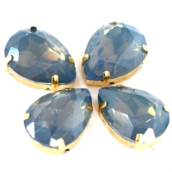 20pcs Spalvinga Opal Ašaros Kristalų Siūti Strazdų Su Aukso Letena Flatback Dervos Siūti Letena Akmenys Vestuvių Suknelė B0731