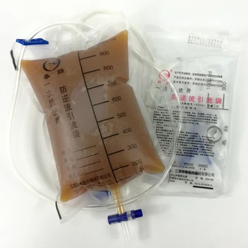 20ps 1000ml vienkartiniai šlapimo surinkimo maišelis maišas kateterizacija anti-reflux moliuskui showers 1.1 metras vamzdis Sterilūs tulžies rinkti
