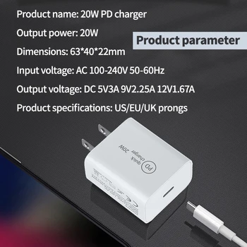 20W PD Greito Įkrovimo Galia Iphone 12 ProMax USB C Įkroviklio Adapteris QC3.0 Už 