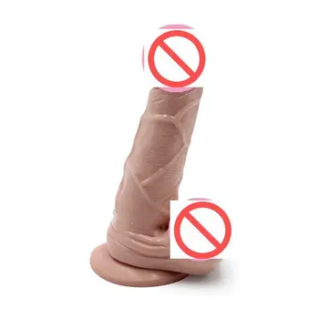 21cm Tikroviškas Dildo Lankstus Varpos su Tekstūra Veleno ir Stipri Siurbimo Taurės Sekso Žaislai Moterų Masturbacija