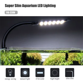 220V Super Slim Akvariumas Šviesos diodų (LED) Apšvietimo, Vandens Augalai Auga Šviesos Akvariumas Apdailos Apšvietimo Vandeniui Pailginamas Įrašą