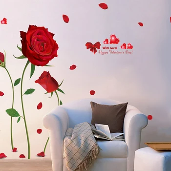230x155cm Raudona Rožė, Sienų Lipdukai Romantiškas Gėlių Kambarį, Miegamąjį Vestuvių Papuošalai Freskomis 