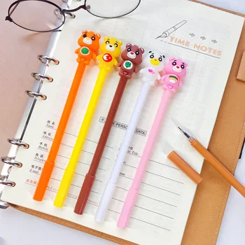 24 vnt Kūrybos mielas spalvingas animacinis lokys gelio rašiklis Studentų raštinės reikmenys, biuro reikmenys reikmenys mokyklai materiais escolares