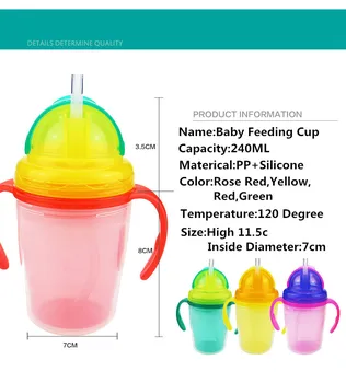 240ML BPA Free vaiko Mokymosi Geriamojo Puodeliai su Dviguba Rankena Kūdikių Šiaudelius Vandens Puodeliai, Buteliai Vaikams Gerti Taurė