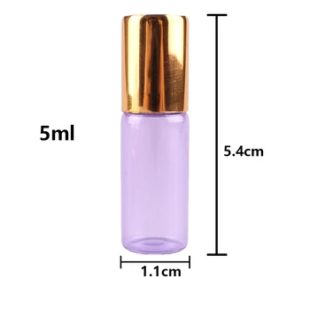24pcs 5ml Violetinė eterinis aliejus pearl padengtas Stiklo konstrukcija Butelių su Nerūdijančio Plieno Roller Ball kvapų aromaterapija