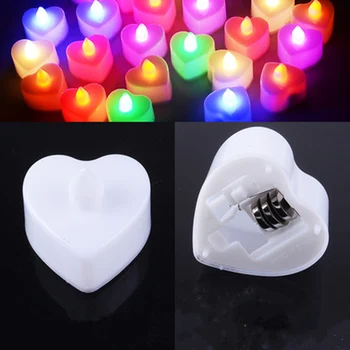 24pcs! Spalvotų Širdies formos LED Elektroniniai Žvakė Baterija flameless žvakė led šviesos vestuvių Valentino Diena namuose