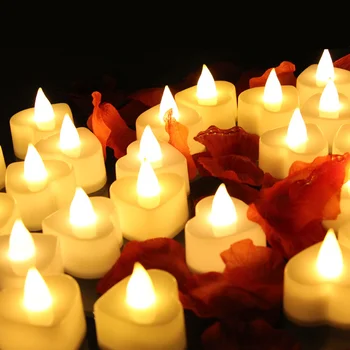 24pcs! Spalvotų Širdies formos LED Elektroniniai Žvakė Baterija flameless žvakė led šviesos vestuvių Valentino Diena namuose