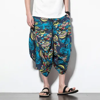 #2526 Vasaros Medvilnės Skalbiniai Pločio Kojų Kelnės Vyrams Prarasti Baggy Pants Elastiniu Juosmeniu Plius Dydis 5XL Retro Poilsiu Japonijos Streetwear