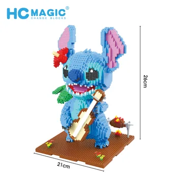 2570pcs+ HC1046 Skaityti Dygsnio Deimantų Kūrimo Bloką, Micro Lilo & Stitch Paveikslas Mielas 3D Modelį, Mini Plytų Vaikams, Žaislai