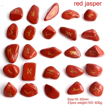 25Pcs Natūralus Raudonasis Jaspis Kristalų Rune Raudona Runų Akmenį Būrimą Likimo-pasakoja Reiki Gydymo, Meditacijos Dovana Dekoro Kolekcija
