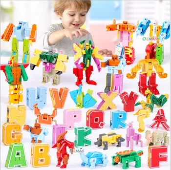 26 anglų kalbos raides Paverčia Abėcėlė Dinozaurų Robotas Gyvūnų Kūrybinio Ugdymo pamatas Žaislai vaikams dovanų Brinquedos