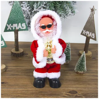 28cm Elektros Pliušinis Žaislas Juokingas Kalėdų Dekoracijas Elektros Santa Claus Auto Skrybėlę Pašalinimas su Muzikos Lėlės Vaikų Dovanos
