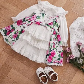 2VNT 2020 Naujas ispanų Retro suknelė baby girl drabužiai lankas spausdinti suknelė mergaitėms Saldus mielas princesė dress vestidos Y2931