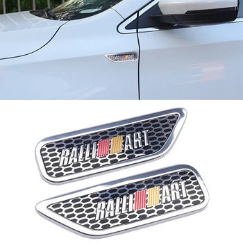 2vnt 3D Aliuminio Ralli Meno Sparnas Pusėje Emblema Automobilių Lipdukas Ženklelis Decal 