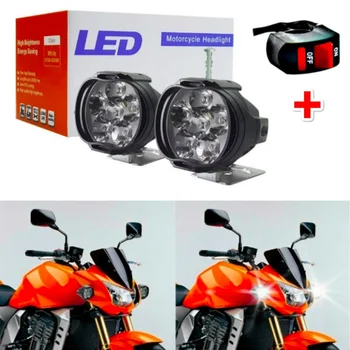 2vnt 6 LED Motociklo Šviesos priešakinių Šviesų 10W 1000LM+Jungiklis Universalus Motoroleris Rūko Dėmesio 6000K Balta Automobilį DRL Lempos