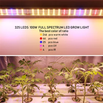 2vnt/daug LED Grow Light Bar Visą Spektrą SMD Chip Vamzdis 100W Augalų Auginimo Lempos Kambarinių Augalų Šiltnamio efektą sukeliančių Palapinė