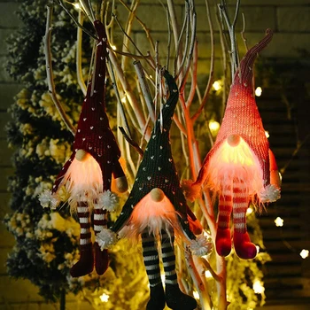 2VNT Kalėdų Dekoracijas namams LED Papuošalas Žėrintis Skandinavijos Kalėdų Santa Lėlės Megzti Kalėdų Medžio Kabo Namų Dekoro