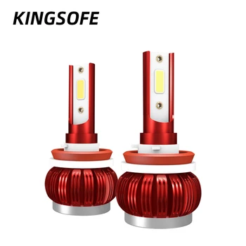 2vnt KINGSOFE 2x K1 LED Automobilių Žibintai COB Šviesos Lemputės LED H1/H4/H7/H11/9005/9006 26000LM 90W Stiprus priekinis žibintas